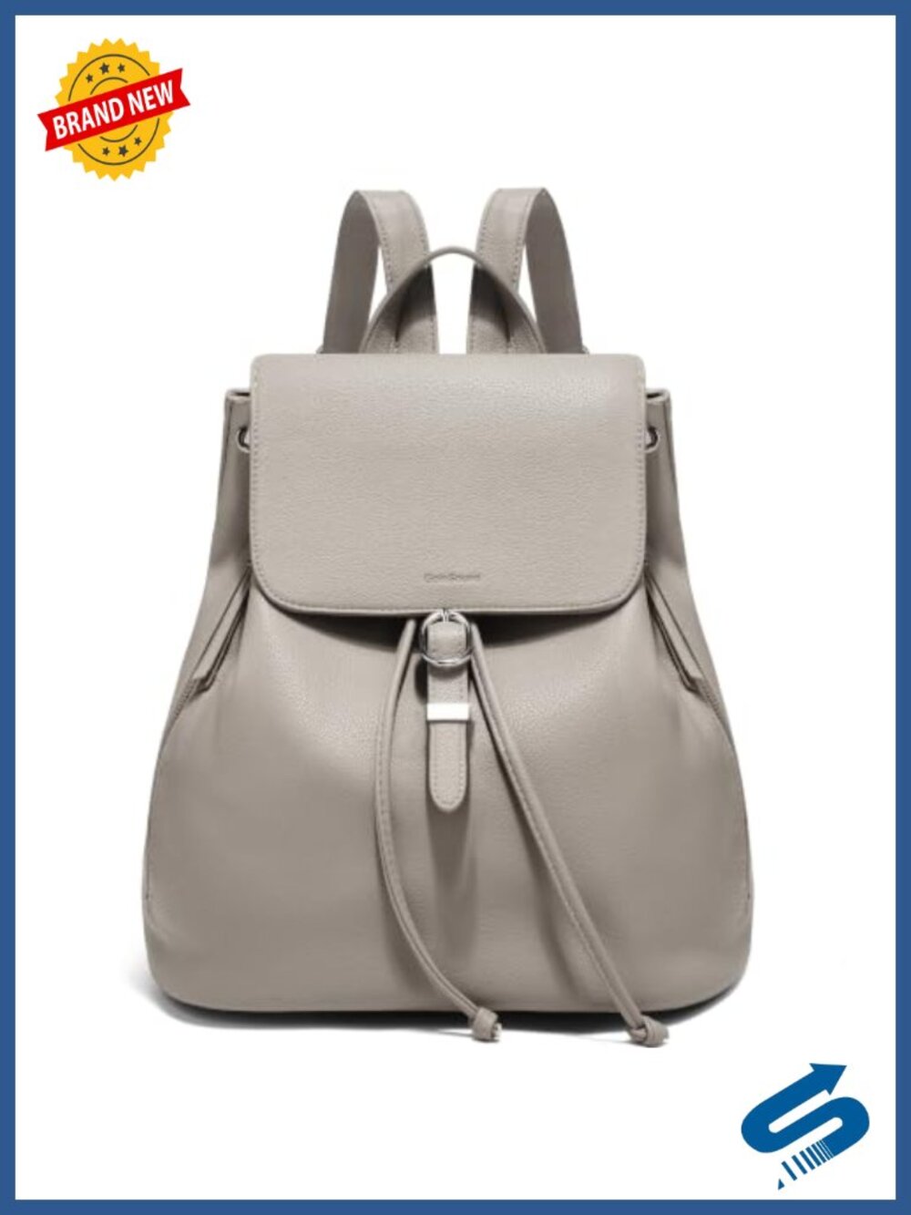 Vegan Leather Drawstring Backpack Purse for Women with Adjustable Strap